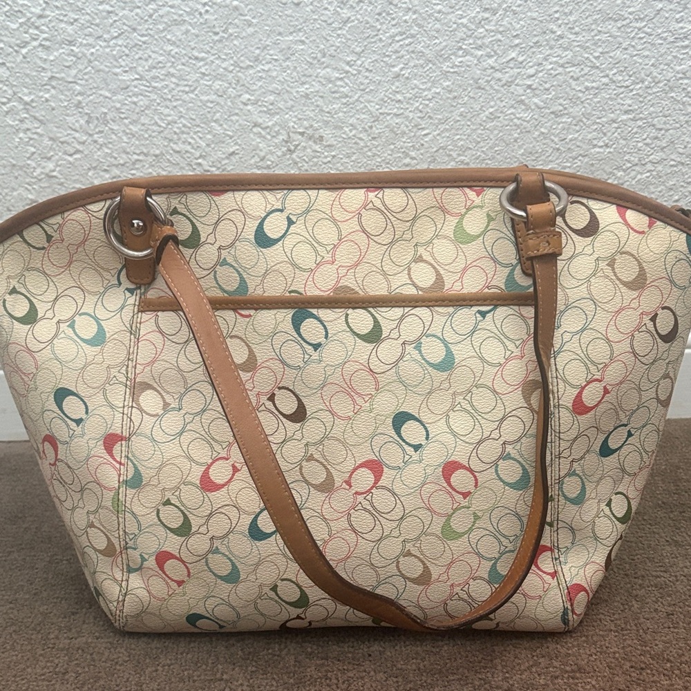 Coach Multicolor Signature Shoulder Bag with Tan Accents - Picture 2 of 7